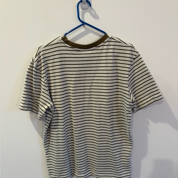 Zara Khaki and White Striped Tee - Picture 2 of 3